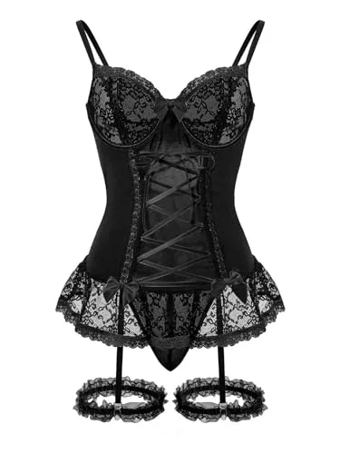 Lace Underwire Corset, Black (size S)