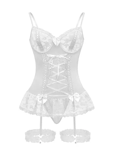 Lace Underwire Corset, White (size XXL)