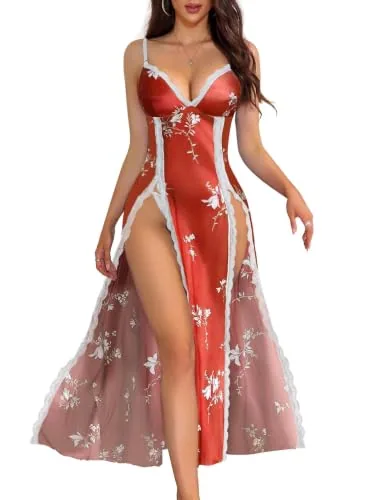 Satin Lingerie Dress, Wine Red