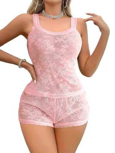Floral lace Lingerie Set, Pink (size S)