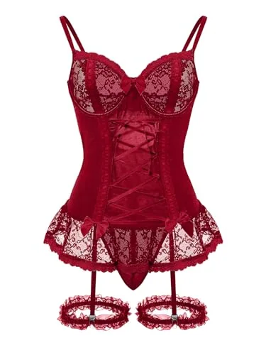 Lace Underwire Corset, Wine