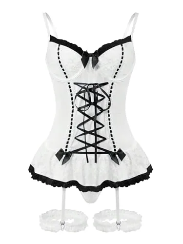 Lace Underwire Corset, White (size L)