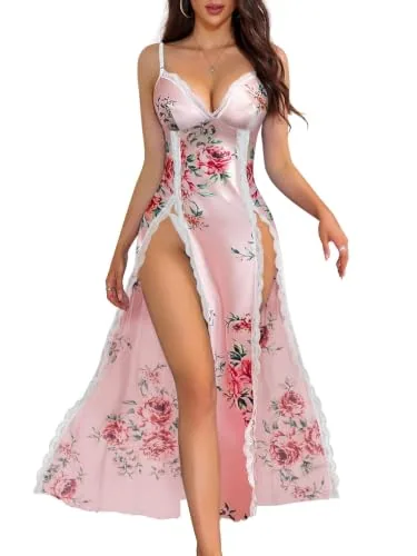 Satin Lingerie Dress, Pink (size L)