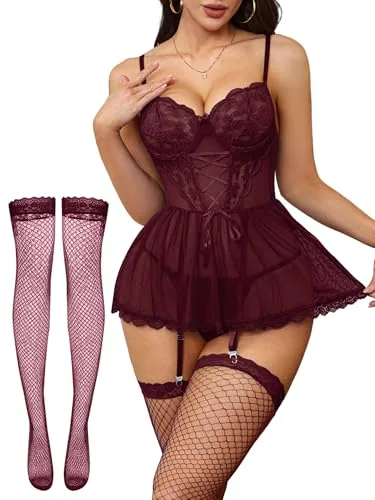 Floral lace Corset, Burgundy Red