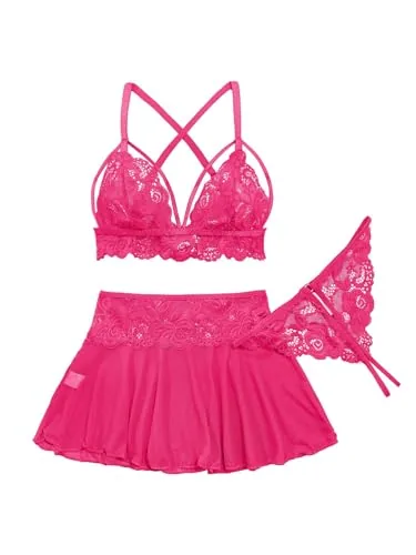 Bra Set, Hot Pink (size L)