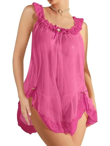 Nightgown, Hot Pink (size L, 2 pieces)