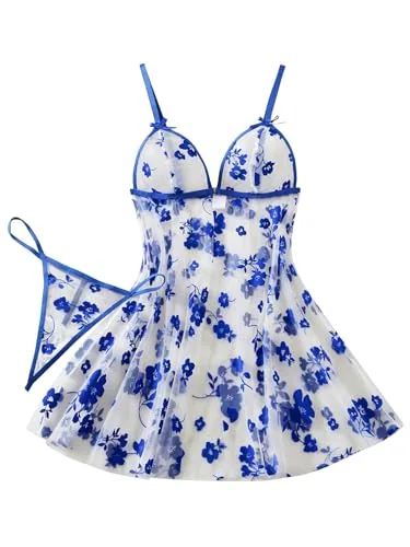 Mesh Babydoll, Blue