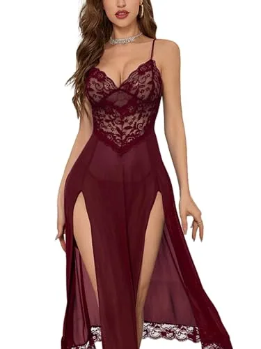 Lingerie Dress, Burgundy Red (2 pieces)