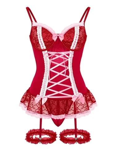 Lace Underwire Corset, Pink (size S)