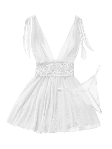 Sheer Nightgown, White (size M)