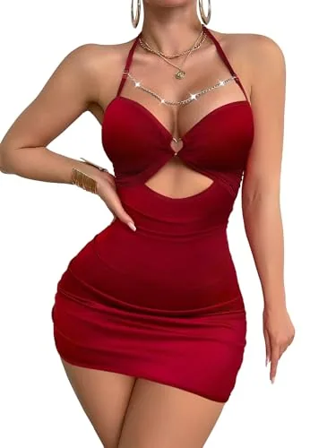 Satin Ruched Lingerie Dress, Red