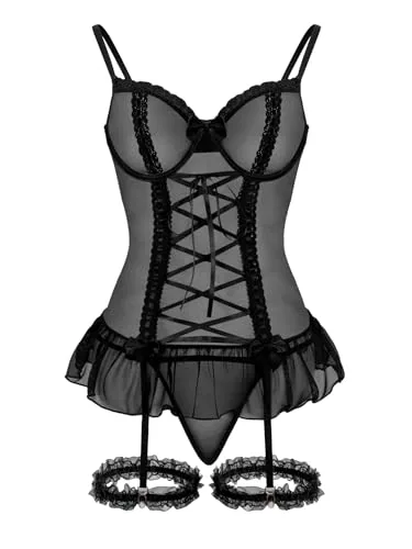 Lace Underwire Corset, Black (Light Black)