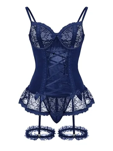 Lace Underwire Corset, Navy Blue